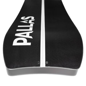 A close-up image of the Pallas Epiphany Alpine Series splitboard shows the bUHMper inside edge in detail. A strip of ultra high molecular weight plastic runs the length of the inside edges.